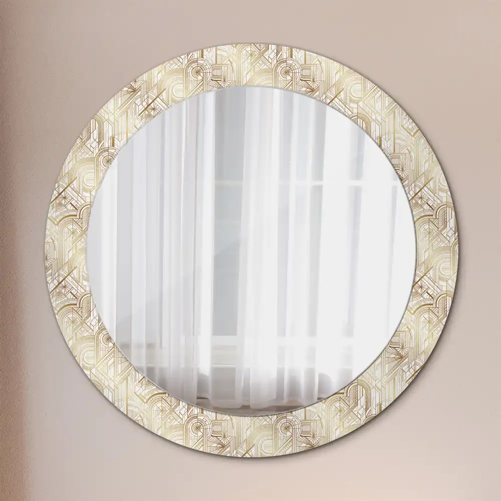 Miroir rond cadre avec impression disposition art déco