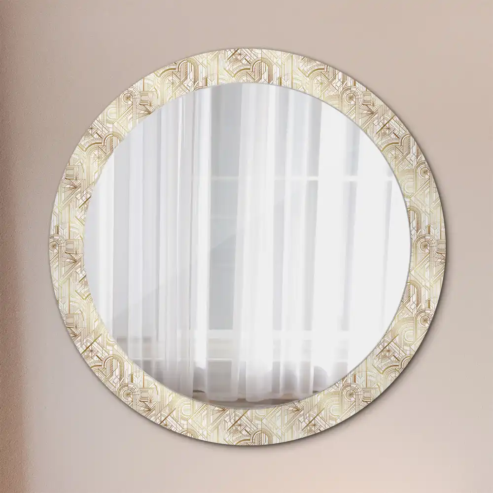 Miroir rond cadre avec impression disposition art déco