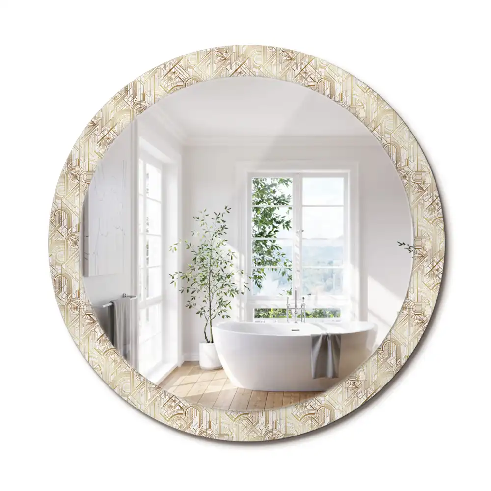Miroir rond cadre avec impression disposition art déco