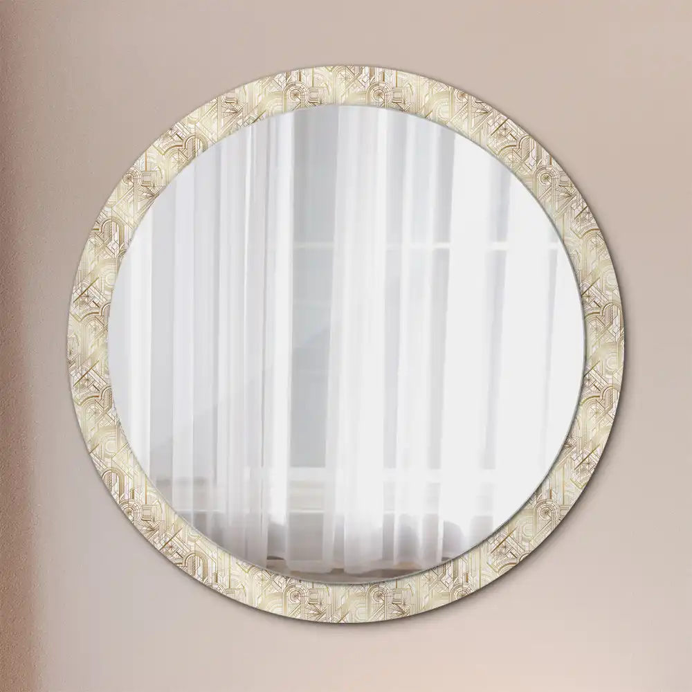 Miroir rond cadre avec impression disposition art déco