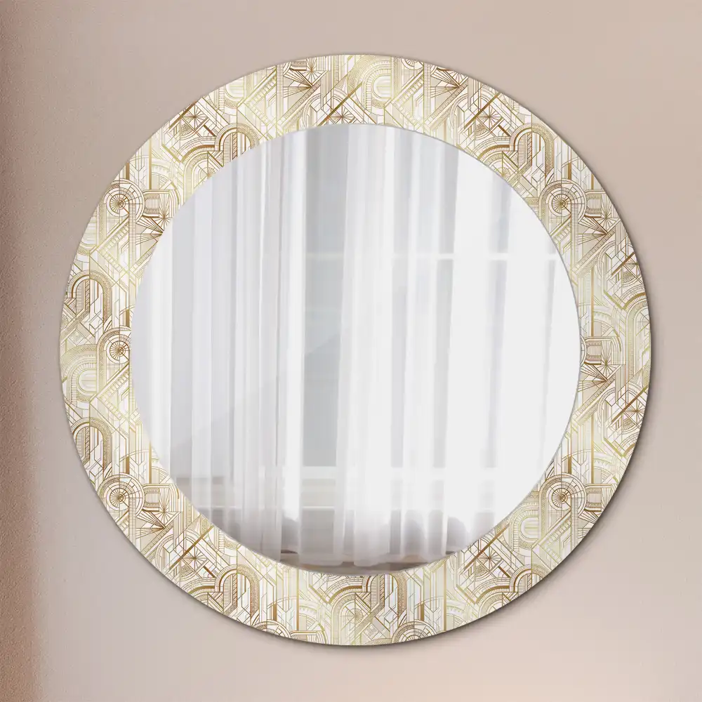 Miroir rond cadre avec impression disposition art déco