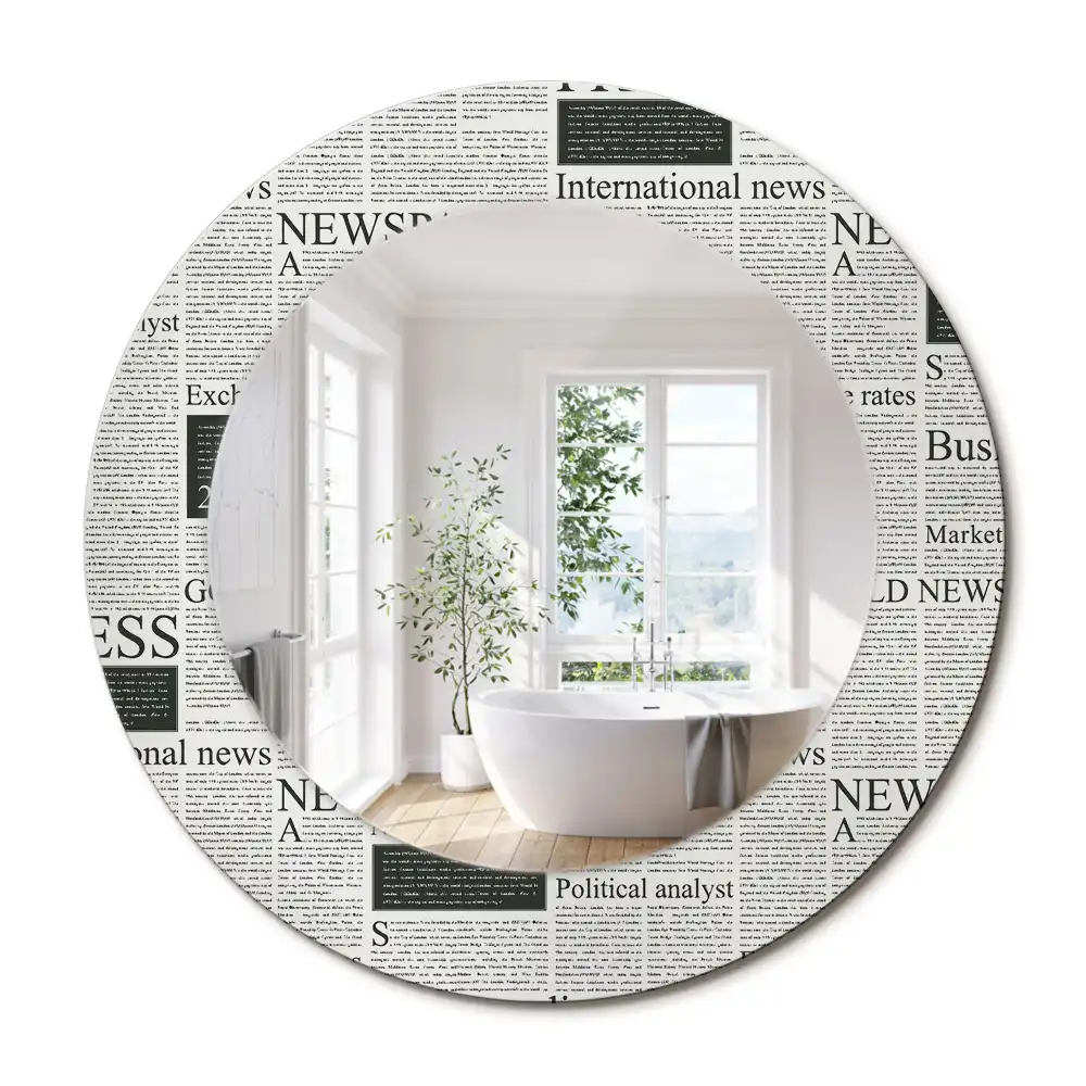 Miroir rond avec décoration pages de journal