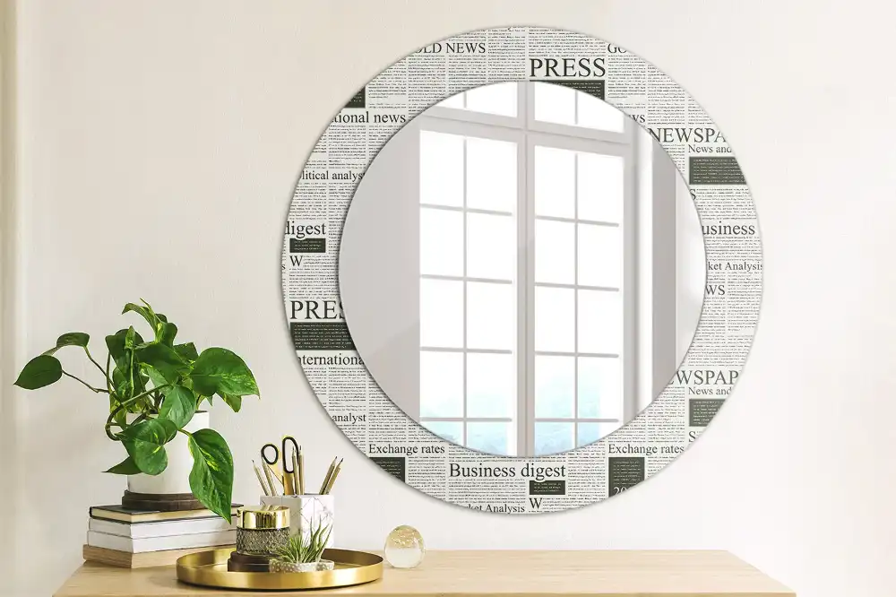 Miroir rond avec décoration pages de journal