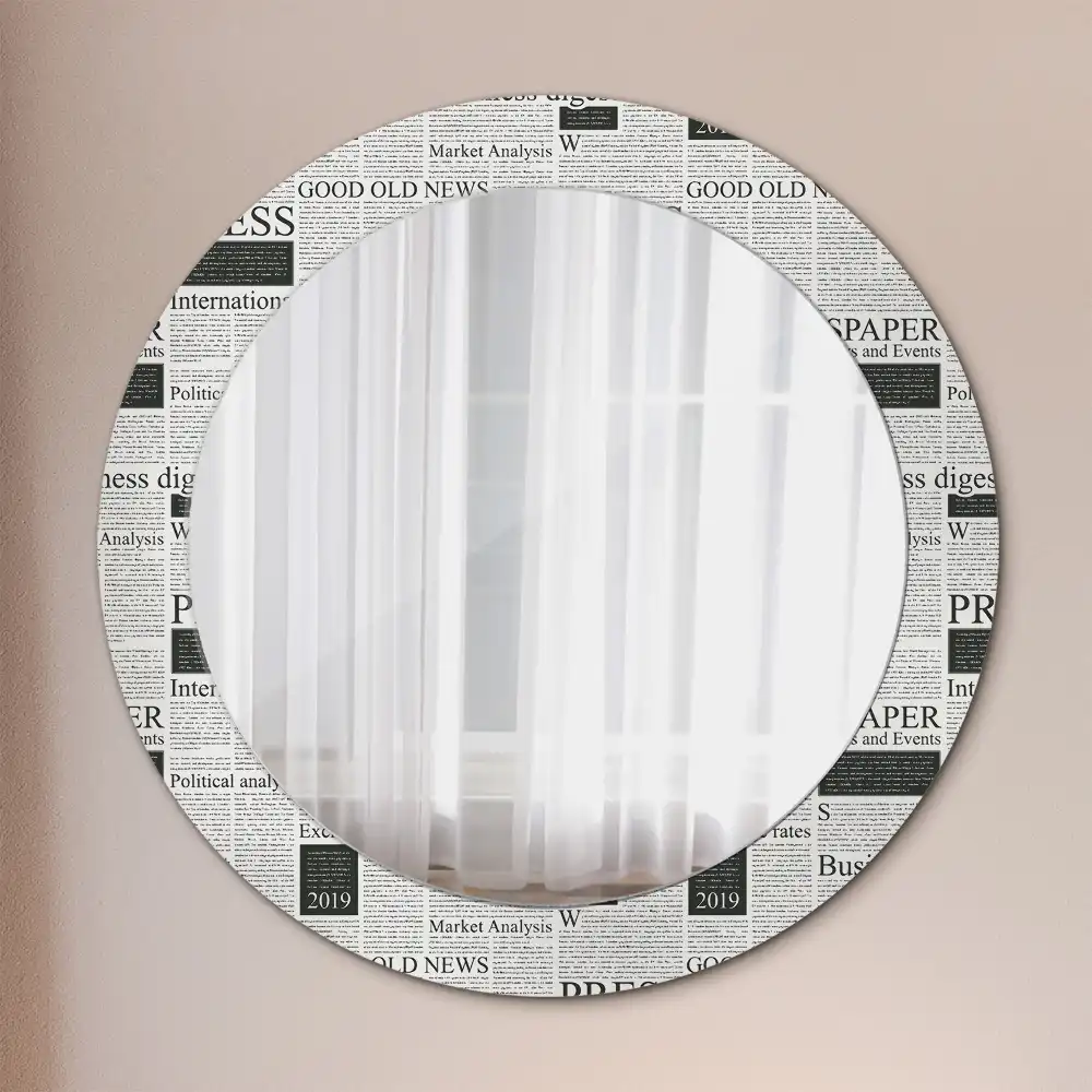 Miroir rond avec décoration pages de journal