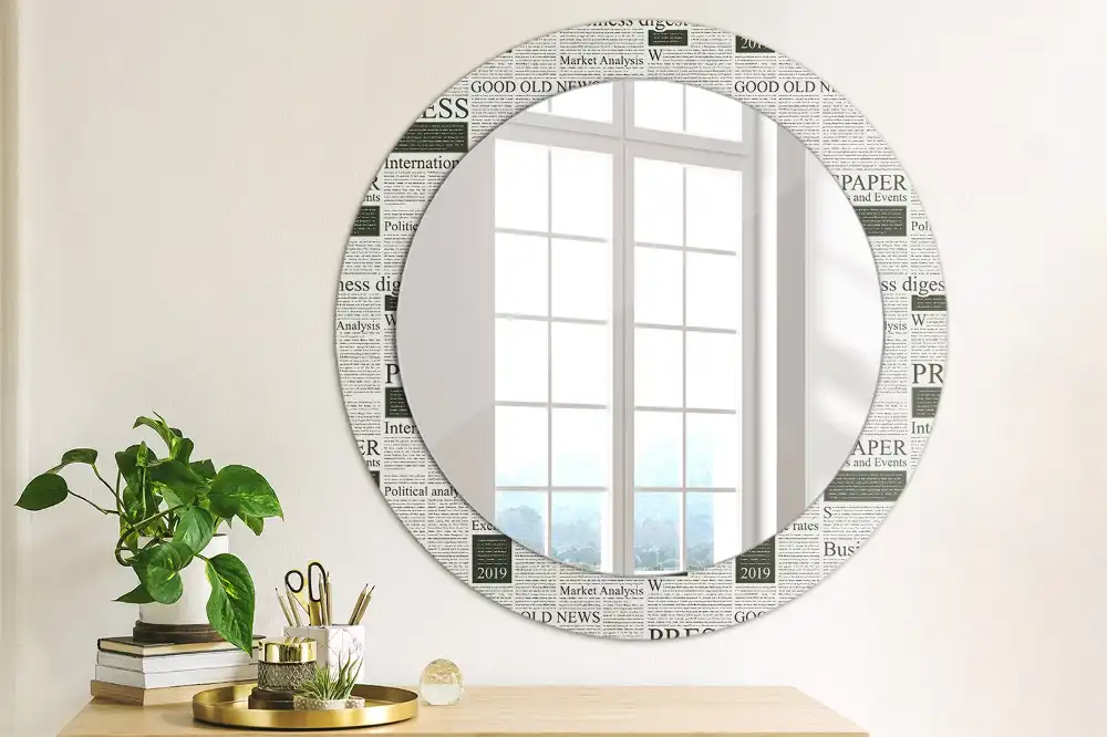 Miroir rond avec décoration pages de journal