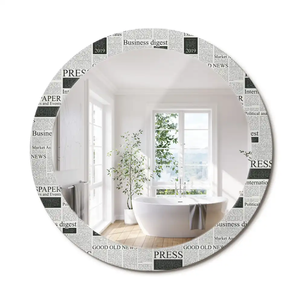 Miroir rond avec décoration pages de journal