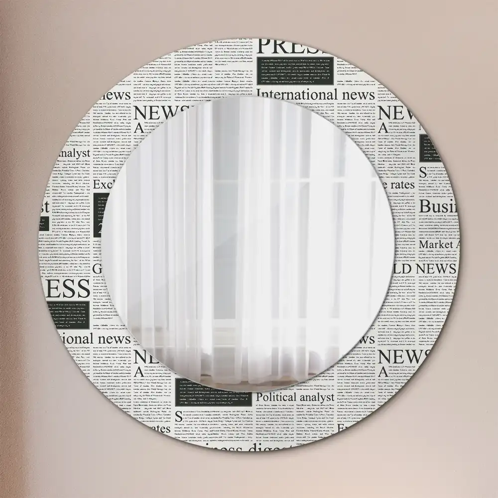 Miroir rond avec décoration pages de journal