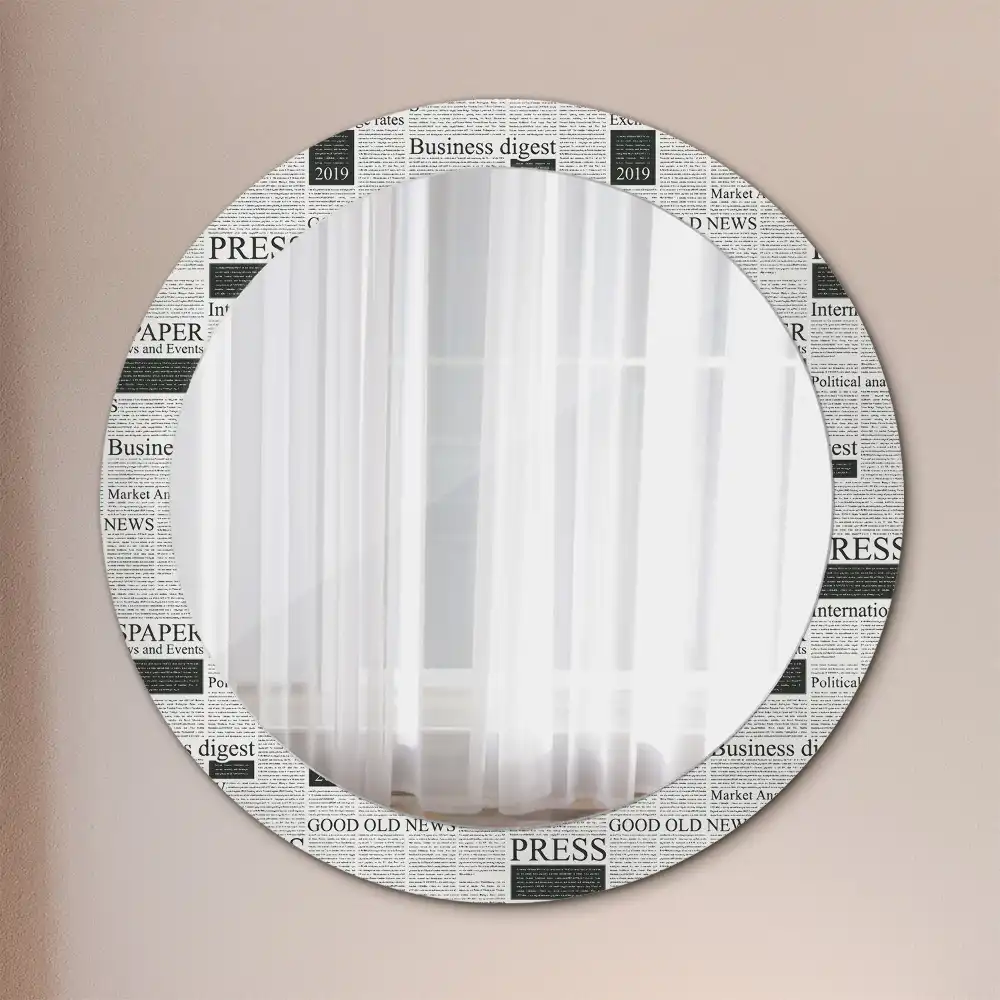 Miroir rond avec décoration pages de journal
