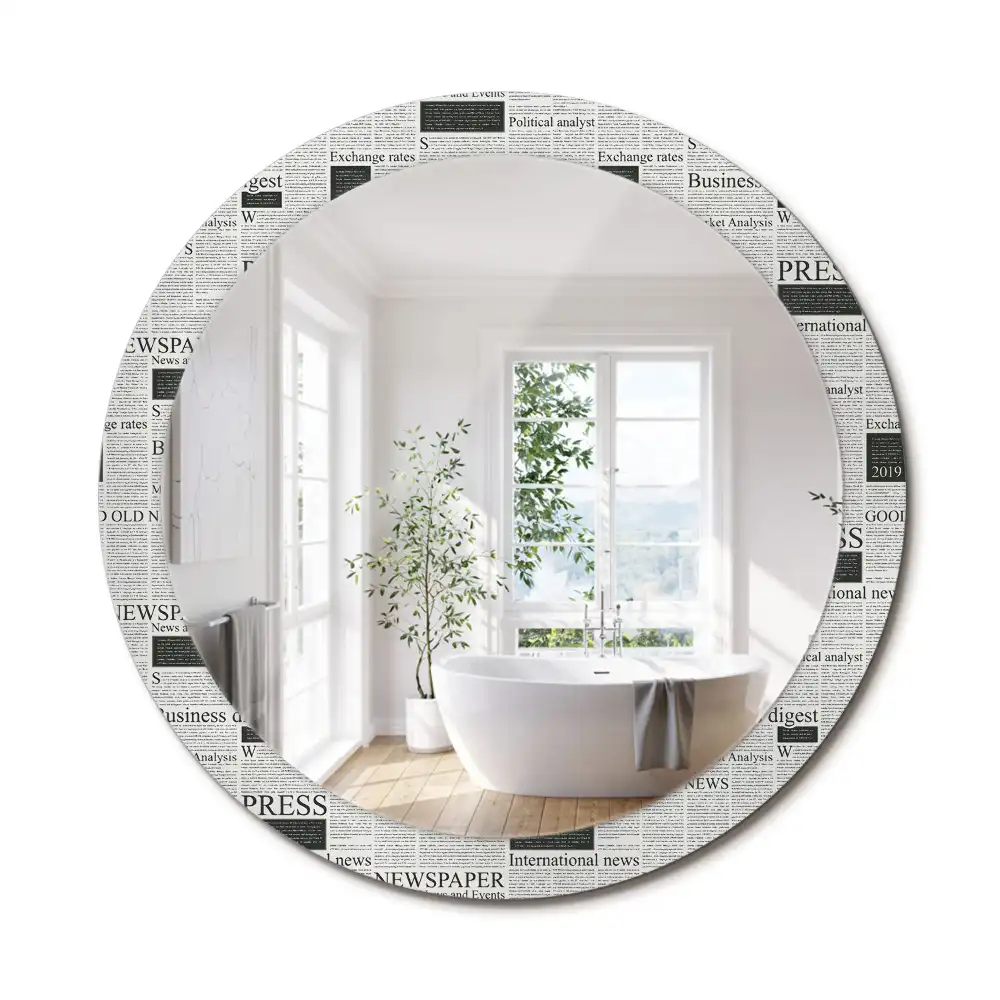 Miroir rond avec décoration pages de journal