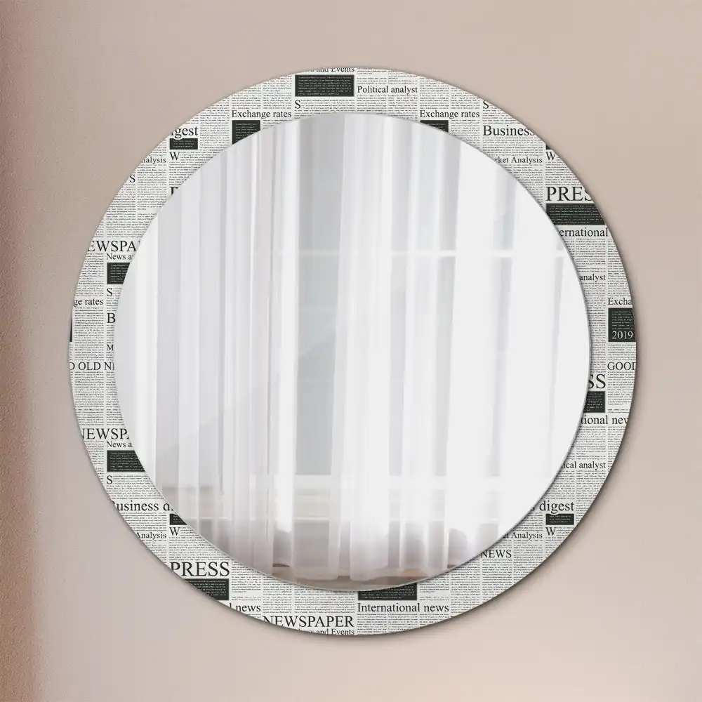 Miroir rond avec décoration pages de journal
