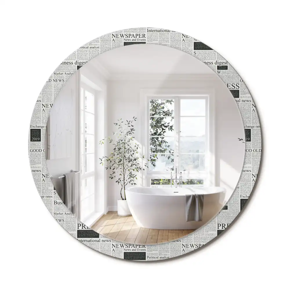 Miroir rond avec décoration pages de journal