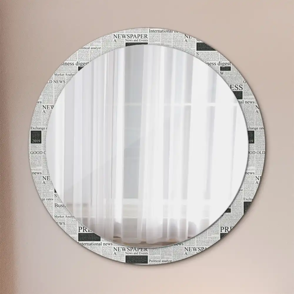 Miroir rond avec décoration pages de journal