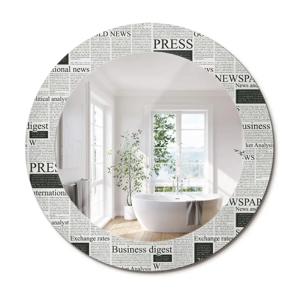 Miroir rond avec décoration pages de journal