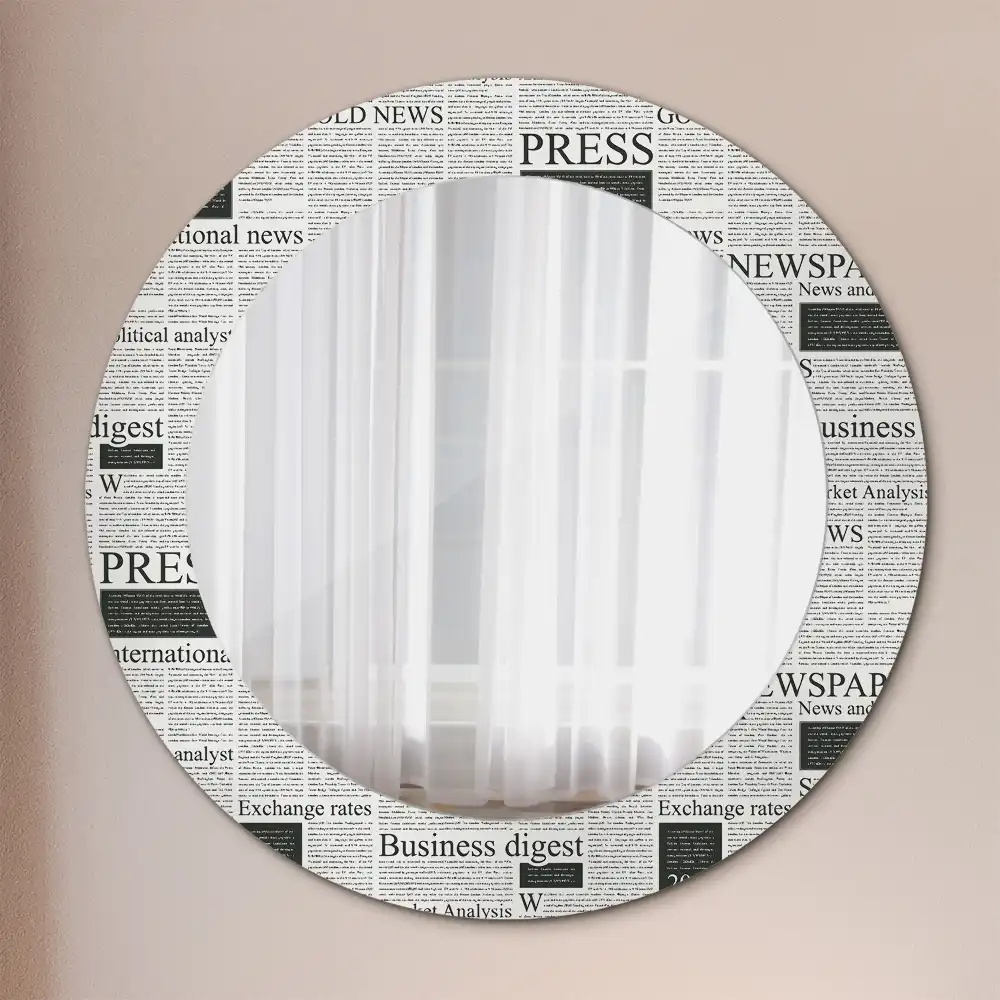 Miroir rond avec décoration pages de journal