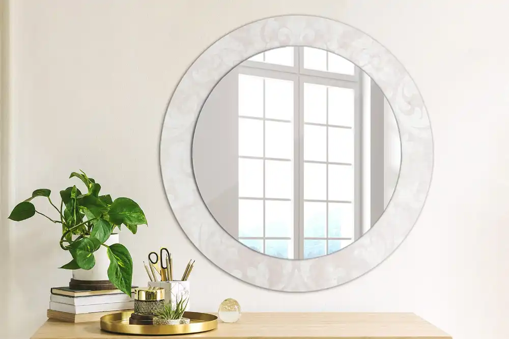 Miroir rond imprimé texture rococo