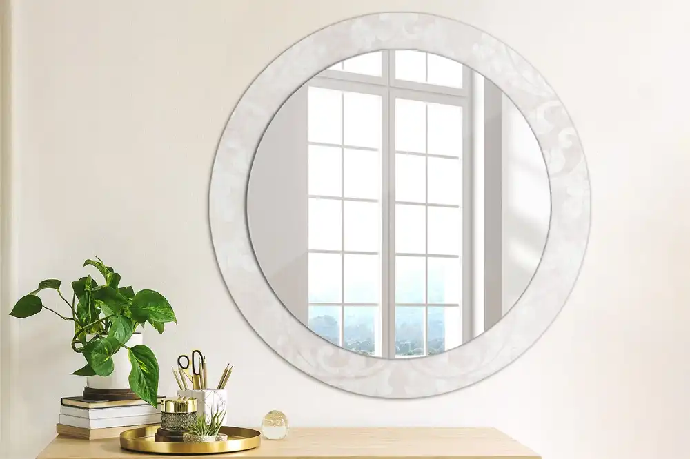 Miroir rond imprimé texture rococo
