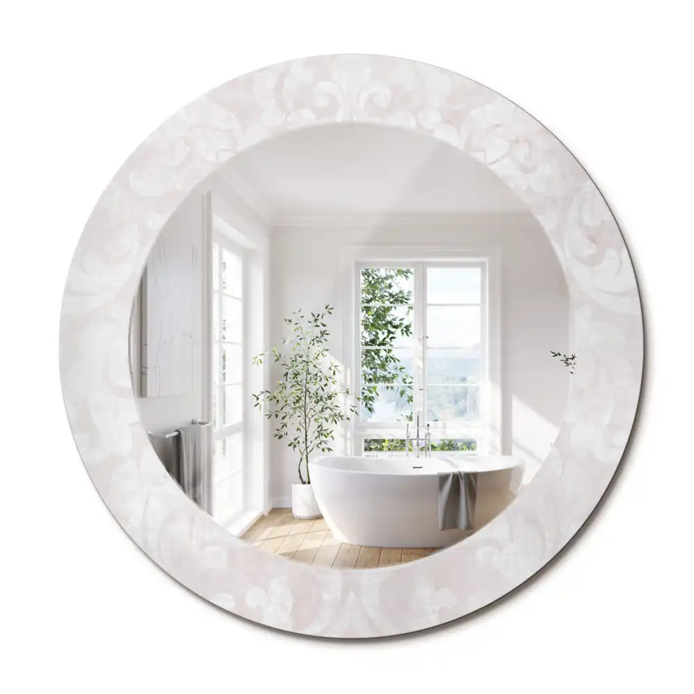 Miroir rond imprimé texture rococo