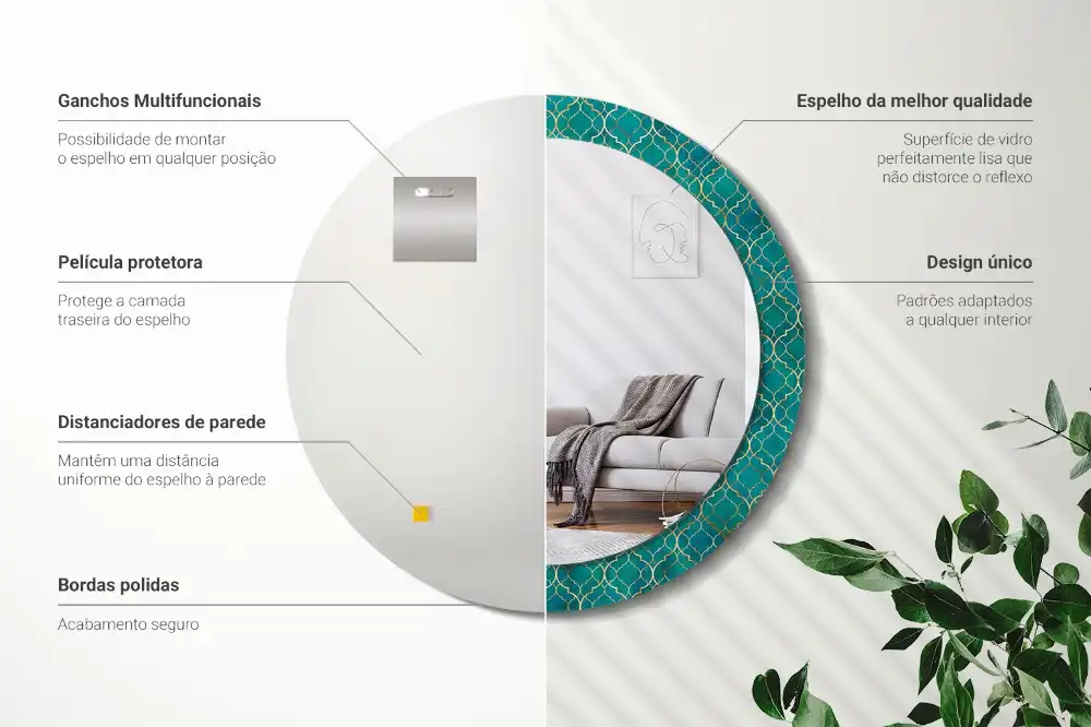 Miroir rond imprimé harmonie de couleurs
