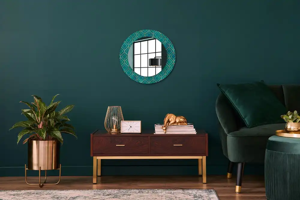 Miroir rond imprimé harmonie de couleurs