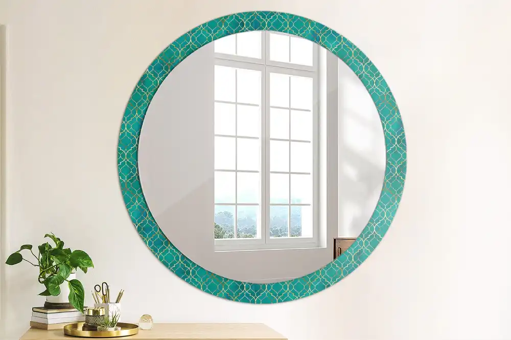 Miroir rond imprimé harmonie de couleurs