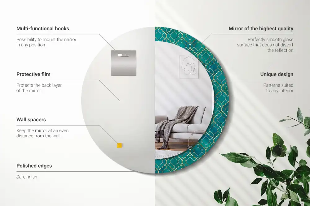 Miroir rond imprimé harmonie de couleurs