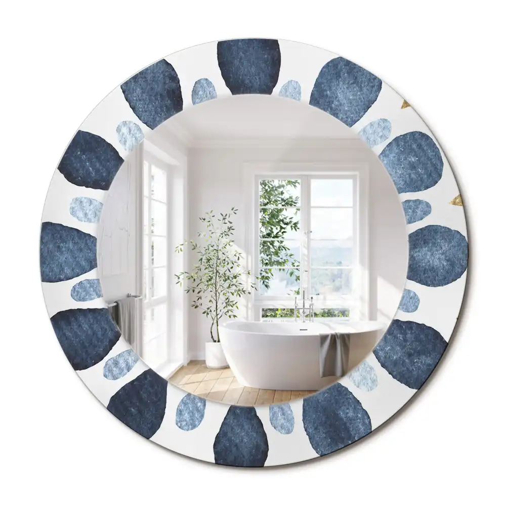 Miroir rond cadre imprimé mandala lunaire