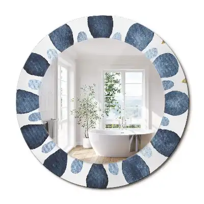 Miroir rond cadre imprimé mandala lunaire