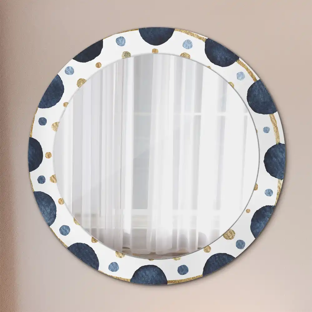 Miroir rond cadre imprimé mandala lunaire