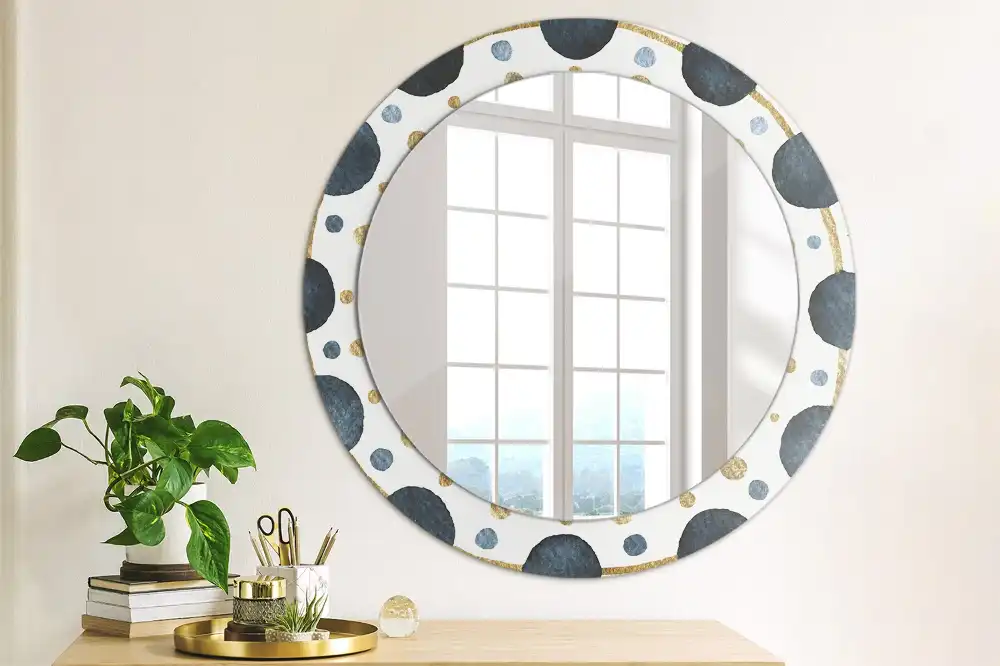 Miroir rond cadre imprimé mandala lunaire