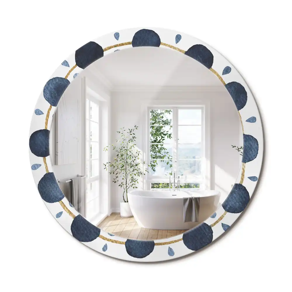 Miroir rond cadre imprimé mandala lunaire