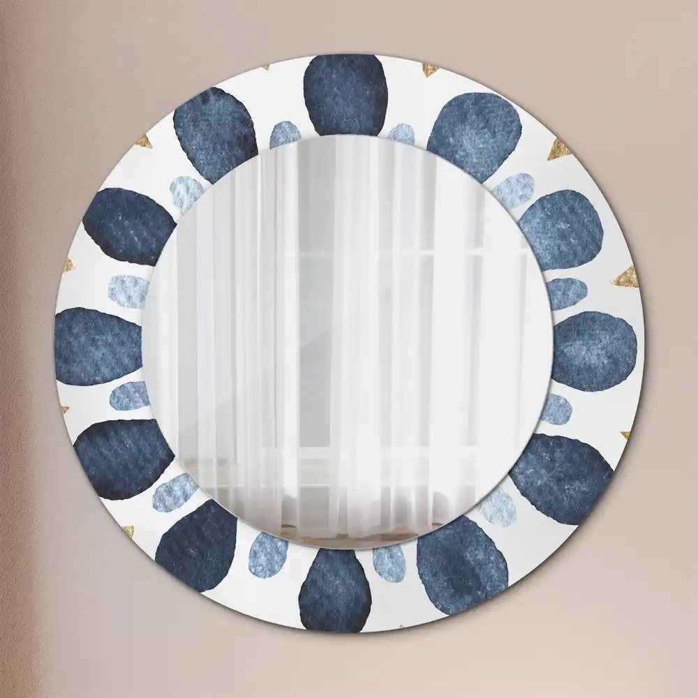 Miroir rond cadre imprimé mandala lunaire