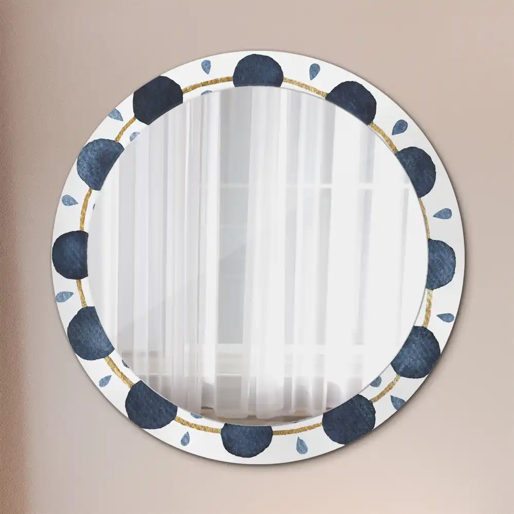 Miroir rond cadre imprimé mandala lunaire