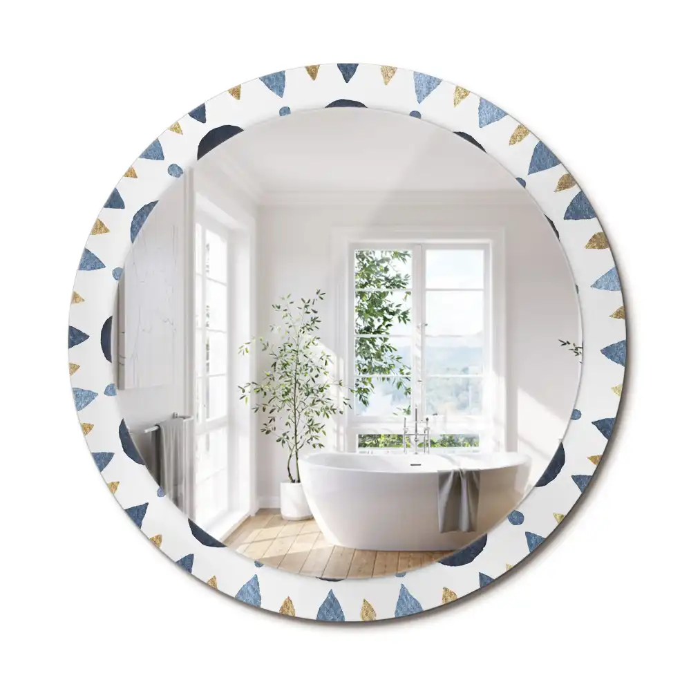 Miroir rond cadre imprimé mandala lunaire