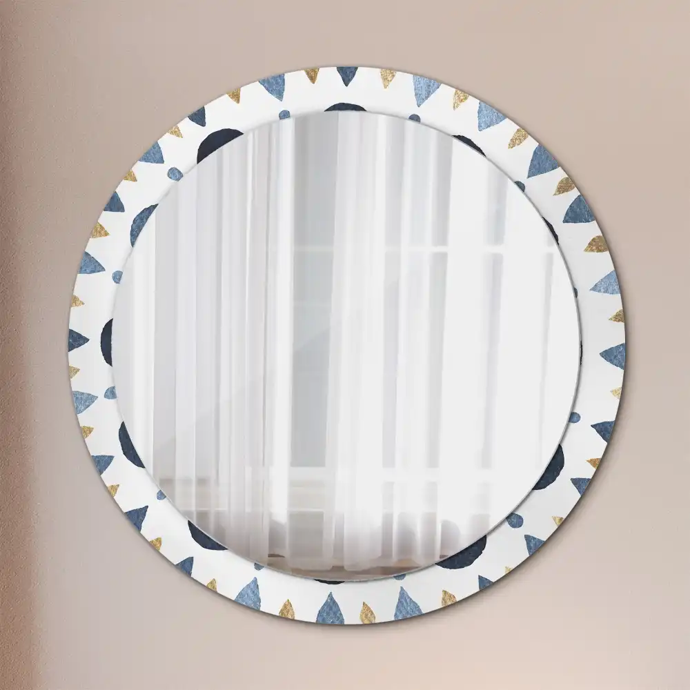 Miroir rond cadre imprimé mandala lunaire