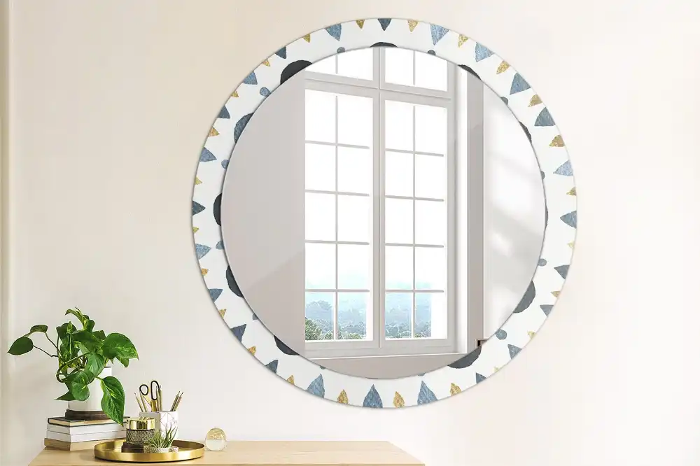 Miroir rond cadre imprimé mandala lunaire