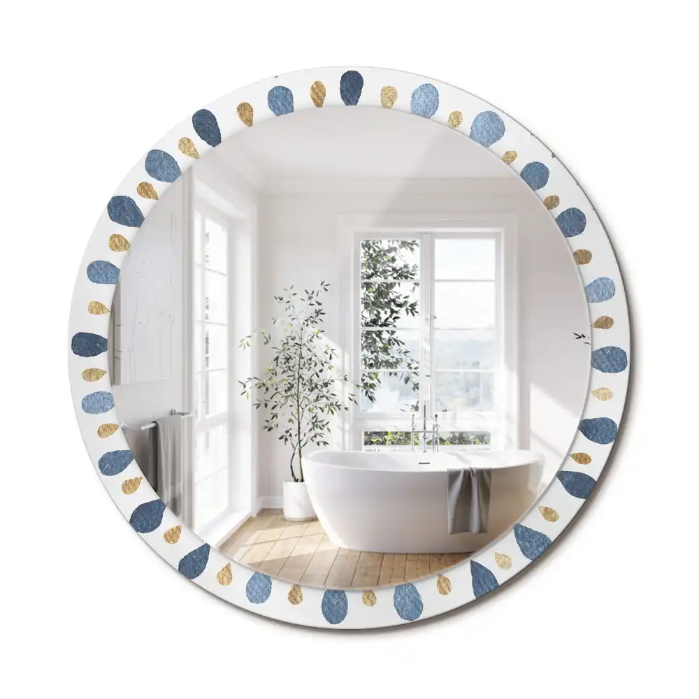Miroir rond cadre imprimé mandala lunaire