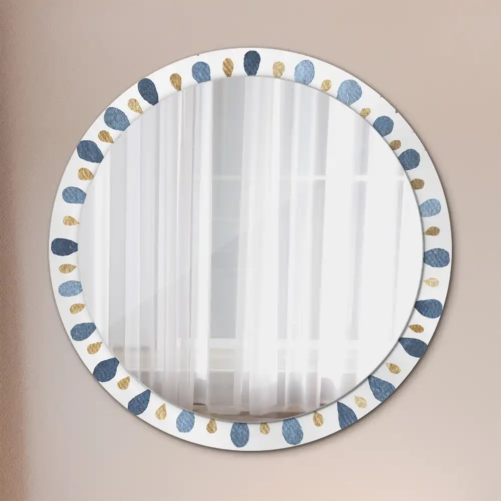 Miroir rond cadre imprimé mandala lunaire