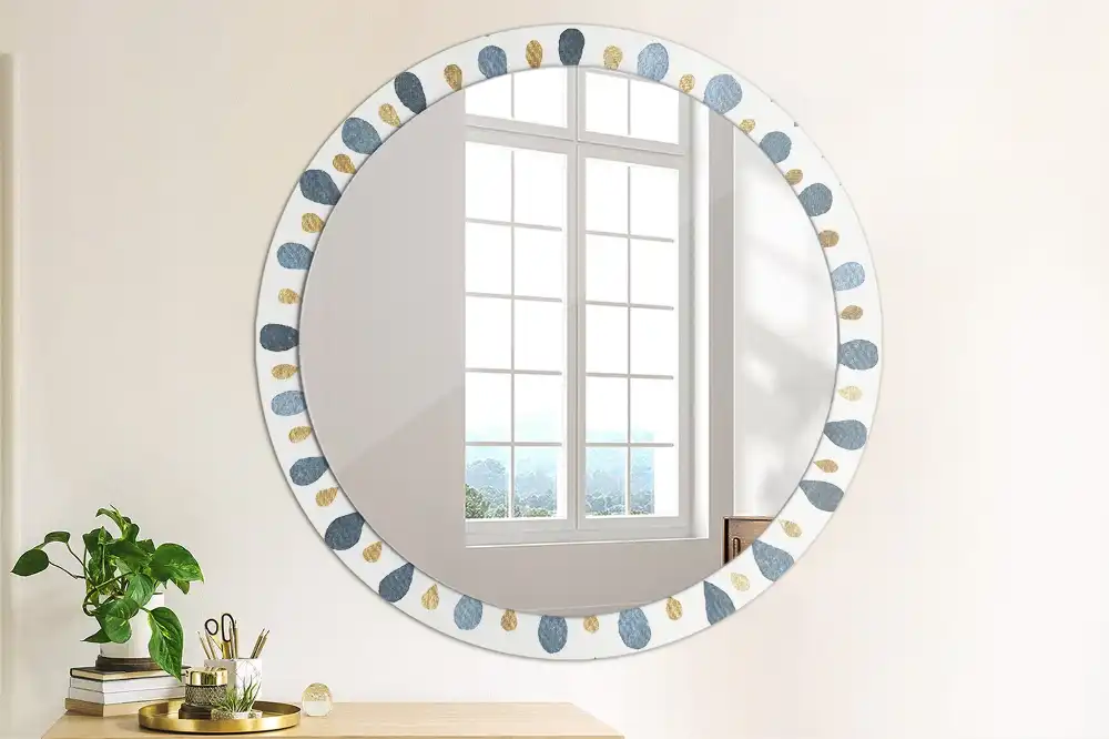 Miroir rond cadre imprimé mandala lunaire