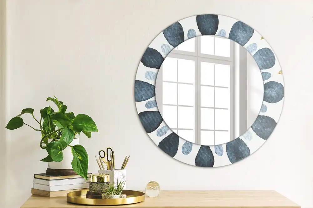 Miroir rond cadre imprimé mandala lunaire