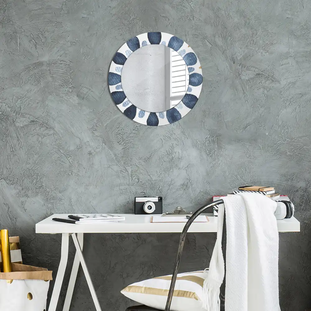 Miroir rond cadre imprimé mandala lunaire