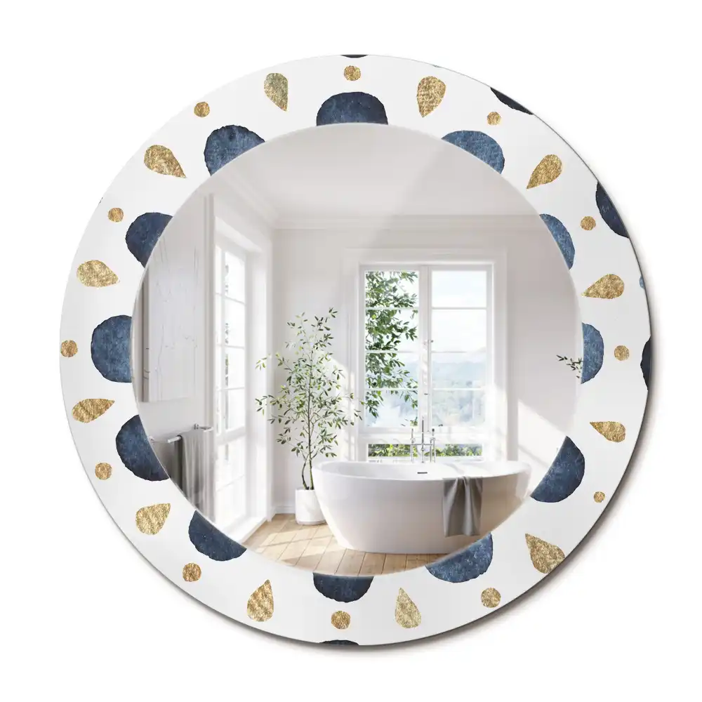 Miroir rond cadre imprimé mandala lunaire