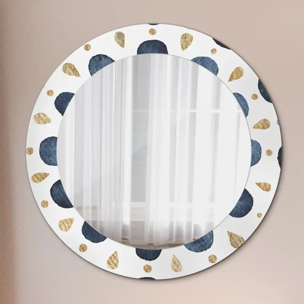Miroir rond cadre imprimé mandala lunaire