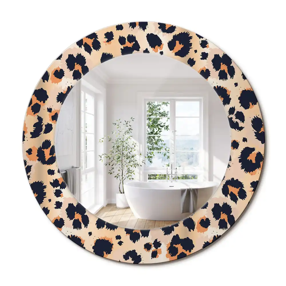 Miroir rond cadre avec impression motif à taches