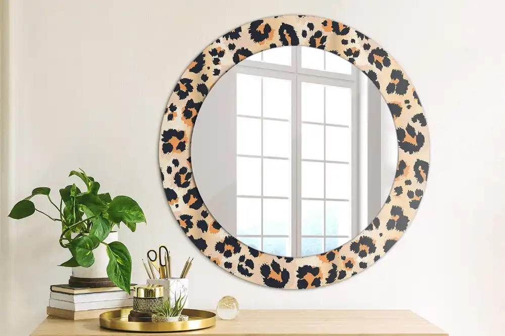 Miroir rond cadre avec impression motif à taches
