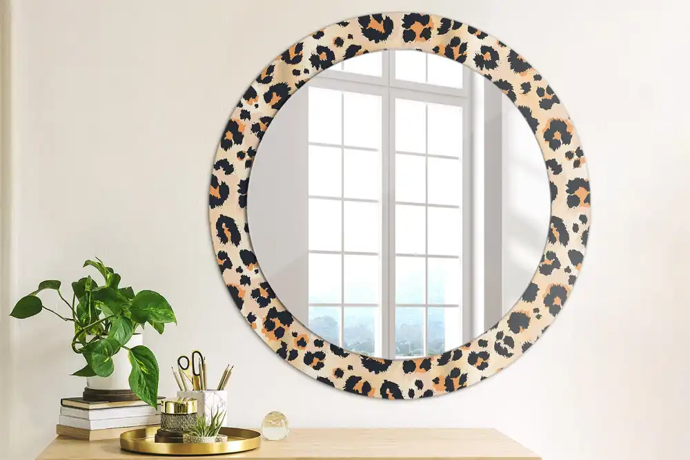 Miroir rond cadre avec impression motif à taches