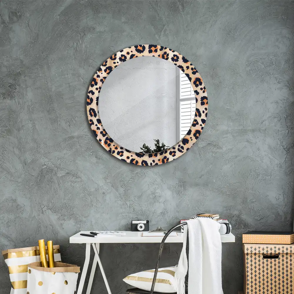 Miroir rond cadre avec impression motif à taches