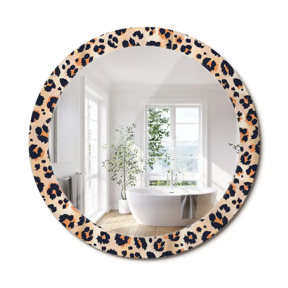 Miroir rond cadre avec impression motif à taches