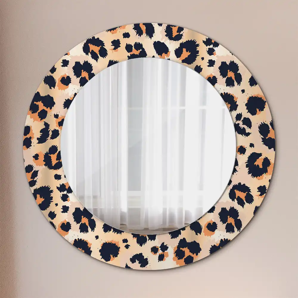 Miroir rond cadre avec impression motif à taches