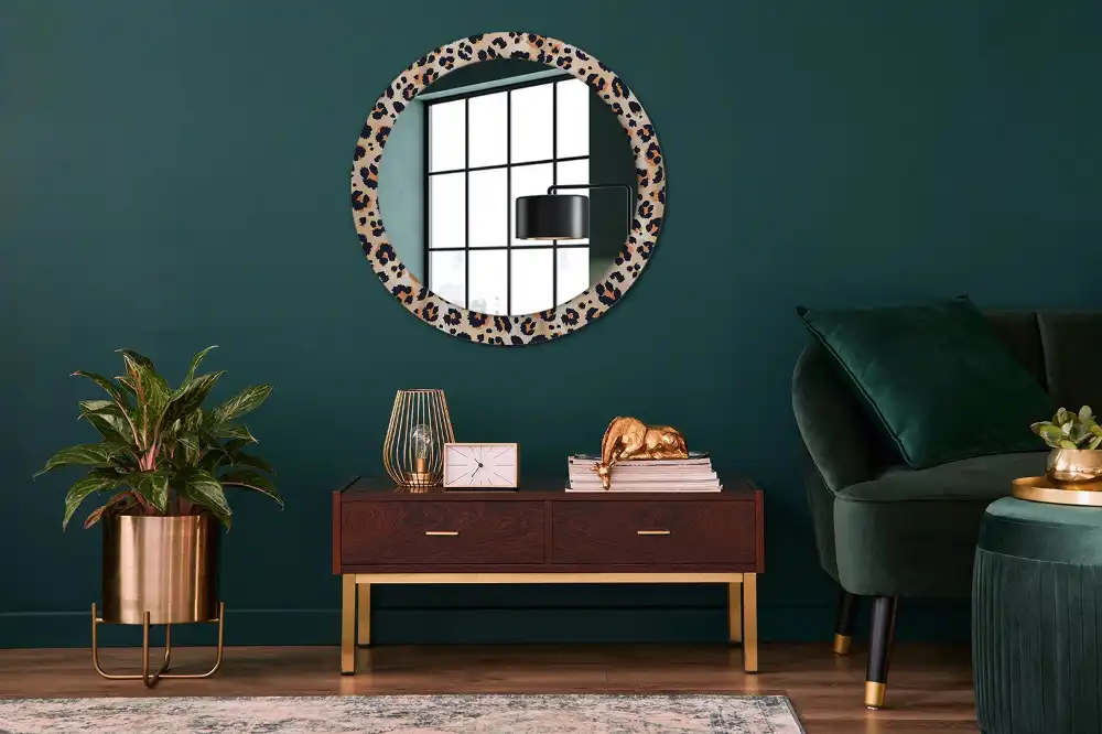 Miroir rond cadre avec impression motif à taches