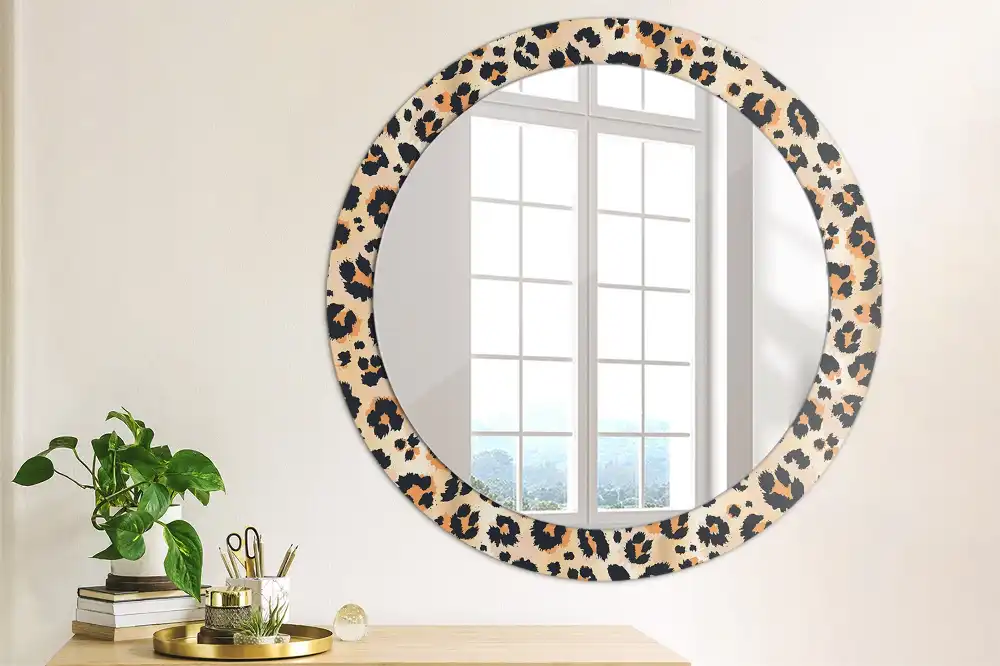 Miroir rond cadre avec impression motif à taches